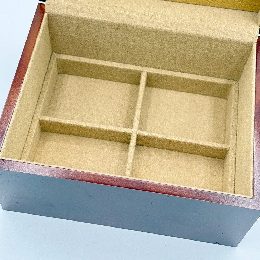 Judith Ripka Jewelry Box Chest Diamonique Heart Handle 3 Level Ostrich Embossed